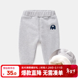 嘟嘟家宝宝裤子加厚冬装男新生儿童裤女童打底裤冬季儿童加绒裤婴儿vip 灰色 90