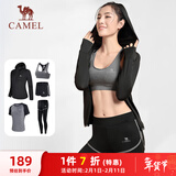骆驼（CAMEL）瑜伽套装女健身运动服五件套A7S1UL8135黑色S