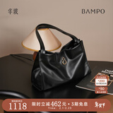 半坡饰族（bampo）女包包新款福瑞方方包头层牛皮大容量轻奢单肩斜挎包520礼物 墨碳黑【葫芦专属五金】