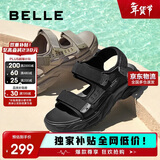 百丽厚底沙滩鞋男鞋25夏新休闲户外运动凉鞋A1514BL5 黑色 43