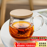 忆壶茶（YIHUTEA）茶杯玻璃茶具加厚喝水杯子茶水分离杯带过滤耐高温男女泡茶马克杯 竹盖泡茶杯400ml