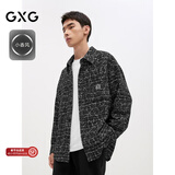 GXG男装 黑色小香风精致绣花长袖衬衫外套男士上衣 秋季 黑色 XL