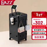 EAZZ【5轮承重+轻便加大容量】行李箱女拉杆箱男旅行箱学生密码皮箱子 《新增多功能 坚固铝框》黑色 C型长途 约常规箱28英寸容量5轮
