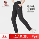骆驼（CAMEL）直筒运动裤女子休闲针织卫裤长裤 CB2225L0783B 黑色 S