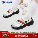 斐乐（FILA）FUSION斐乐玛丽珍凉鞋女鞋新款凉拖魔术贴海螺沙滩鞋 雪白/港灰绿-SH 36.5