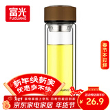 富光男女士双层玻璃杯 高硼硅玻璃304茶隔水杯子 带茶隔泡茶杯320ml