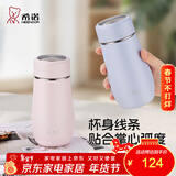 希诺（heenoor）保温杯女士便携304不锈钢创意水杯迷你高颜值可爱杯子时尚茶杯 【限定款·全新配色】暮云粉300ml