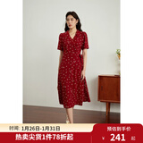 独束大码女装法式小翻领连衣裙女夏季新款遮肉显瘦雪纺裙子 红色-长款 XL （尺码：3）