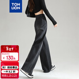唐狮（TonLion）2024女阔腿直筒休闲牛仔裤 黑色/一批 29