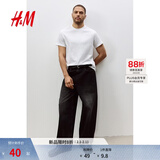 H&M男装女装T恤秋冬透气圆领短袖运动上衣短袖内搭打底衫0685816 白色 XS 165/84