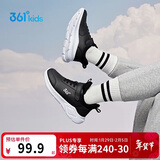361°童鞋 儿童运动鞋25冬季男女童3-14岁皮革校园跑鞋 黑38
