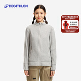 迪卡侬（DECATHLON）摇粒绒外套女抓绒衣保暖户外运动加厚秋冬冲锋衣内胆 全拉链-浅灰色 2XL