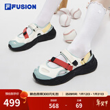 斐乐（FILA）FUSION斐乐玛丽珍凉鞋女鞋新款凉拖魔术贴海螺沙滩鞋 雪白/港灰绿-SH 37.5