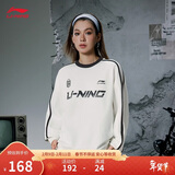 李宁加绒保暖套头卫衣男女同款冬季抗静电抗菌运动上衣AWDVC87