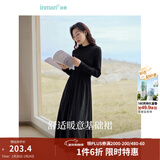 茵曼（INMAN）2025秋冬女装新款灯芯绒连衣裙新品长袖休闲针织礼服中长裙子 午夜黑-18348357H1 S