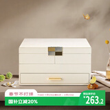 VLANDO生日礼物首饰盒精致高档大容量耳环饰品首饰收纳盒轻奢 双悦-米白