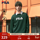 FILA 斐乐官方情侣款套头卫衣25秋冬季新款休闲宽松长袖加绒保暖上衣 【常规款】旷野绿-GN L 175/96A/L