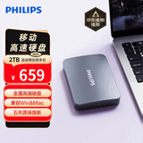 飞利浦（PHILIPS）2TB 移动硬盘 USB3.2Gen1 高速大容量21PD系列 2.5英寸 电脑机械硬盘 兼容Mac 外置存储办公家庭