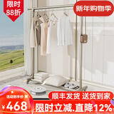 宾太晾衣架落地单杆铝合金衣帽架阳台挂衣架卧室衣服架子晒被架 加粗加厚-1.2米升降+伸缩-香槟灰