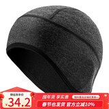 洛克兄弟 骑行小帽保暖护耳头套户外运动防风寒抓绒自行车帽子冬季男 波莫 深灰色 抓绒保暖