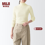 MUJI女式 罗纹可水洗高领毛衣 长袖打底针织衫上衣毛衫 BAG01A1A 米白色 M 160/84A
