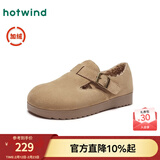 热风加绒勃肯鞋女士秋冬新款居家通勤厚底百搭气质保暖一脚蹬休闲女鞋 08杏色 37