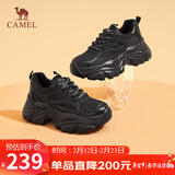 骆驼（CAMEL）老爹鞋女运动拼接鞋面厚底休闲鞋 L24S283622 黑色（四季款） 40