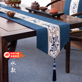 骆易家（Lorica）防水桌旗中式禅意茶席长条茶桌布餐桌茶几桌布茶旗茶桌垫布定制 国色芳华-蓝色（防水款） 【桌旗】33*210cm【适合桌长1.4-1.7米】