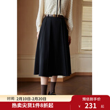 独束[神裙3.0版]独束大码女装高腰半身裙女秋冬微胖mm遮胯显瘦A字裙 静谧黑 M