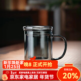 全度（Quandu）玻璃加厚茶杯办公室茶水分离三件式泡茶杯家用水杯 默认