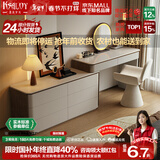 凯萨罗列  KSALOY2025实木梳妆台斗柜一体化妆桌意式轻奢转角伸缩小户型卧室床尾桌 A款六斗柜+妆台+LED圆镜【无椅】 0.8米妆台【原创正版】左右可用
