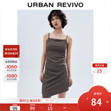 UR夏季新款女装潮流不规则下摆收褶吊带连衣裙UWV740053 中灰 S