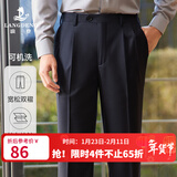 浪登西裤男宽松免烫抗皱四季商务职业正装中年男士直筒双褶西装裤 薄款（深蓝色-双褶宽松）-YA031 36