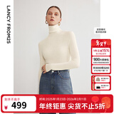 朗姿骐骥红【羊毛Basic衣橱】纯羊毛毛针织衫冬季新款修身长袖毛衣 白色 M