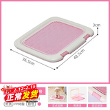 爱丽思（IRIS） 狗狗厕所便盆小型犬公狗厕所固定尿垫防撕咬中型泰迪狗尿盆大号 中号粉色 网格 半开式