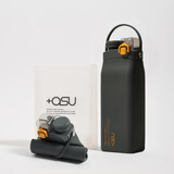 吉姆蓝杰+asu正品联名可折叠水杯便携户外露营旅行杯食品级硅胶高颜值杯子 深灰色1个600ml