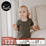 nest designs儿童家居服套装短袖T恤防蚊裤长裤男童女童宝宝睡衣 短袖T恤(炭笔灰-肩扣款) 110 （建议身高100-112cm）