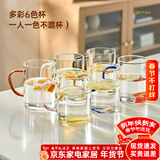 忆壶茶（YIHUTEA） 玻璃杯水杯子耐热茶杯加厚套装家用泡茶杯牛奶果汁喝水杯六色杯 【大容量】轻颜杯 6只装450ml
