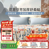 富安娜毛毯 柔暖拉舍尔毯暖绒毯子 午睡毯旅行毯 双人加大盖毯180*200cm