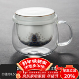 容山堂玻璃杯茶水分离绿茶泡茶杯珐琅彩陶瓷内胆加热保温杯垫茶具 陶瓷玻璃泡茶杯-海水江崖款
