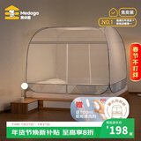 美朵嘉A类母婴免安装蒙古包蚊帐1.8x2米家用三开门晚风灰【赠清洗剂】