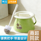 茶花痰盂塑料尿盆儿童尿壶加厚坐便器婴儿便盆宝宝马桶产妇孕妇尿盆 草绿色+清洁刷