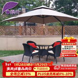 紫叶 户外遮阳伞太阳伞庭院摆摊花园阳台岗亭方形室外罗马伞露台户外 卡其色 圣保罗太阳能带灯2.5米方形【配370斤水箱】