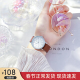 聚利时手表女学生时尚简约小巧潮流皮带女表石英防水女士手表小表盘814 咖带银壳白面