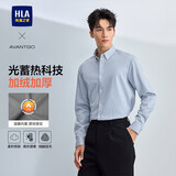 HLA海澜之家长袖衬衫男冬季条纹加绒加厚保暖衬衣男新年