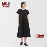 MUJI女式凉感短袖连衣裙女装裙子25年夏季连身裙长裙BC2LKA5S 黑色 M (160/84A)