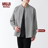 MUJI MUJI 男式 棉水洗牛津 立领衬衫 纯棉全棉 ACA40C2S 白色格纹 L 175/100A