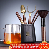 唐丰 茶道六君子茶具套装家用茶道配件陶瓷功夫茶勺茶夹茶针茶盘摆件 天福茶道六君子+心宽公道杯