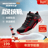 Skechers斯凯奇儿童秋冬休闲男女童二棉鞋轻质加绒保暖靴405222L/302583L 男童/黑色/红色/BKRD 34