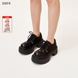 SMFK低帮荒野马靴 厚底增高德比鞋休闲舒适百搭鞋子S0008B1/B2/BB1/W 荒野黑S0008B2 39